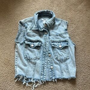Bleached cropped denim jacket